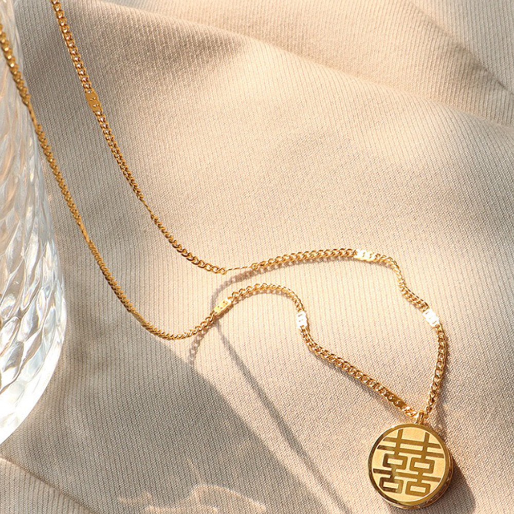Vòng cổ mặt hình chữ FU phong cách Trung Hoa thời trang cho nữ