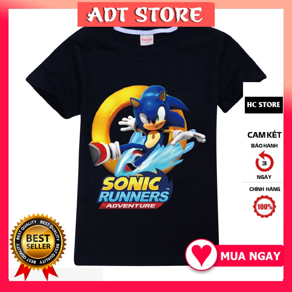 BST 🎁 Áo Thun Tay Ngắn Cổ Tròn In Hình Sonic nhím xanh tốc độ hoạt hìnhThời Trang Mùa Hè Cho bé đủ size đủ màu giá rẻ