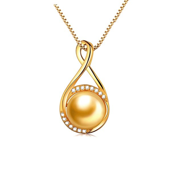 Vòng Cổ Nữ, Dây Chuyền Bạc xi Vàng 18k gắn Hạt Pearl Cao Cấp Cho Nữ M-2201