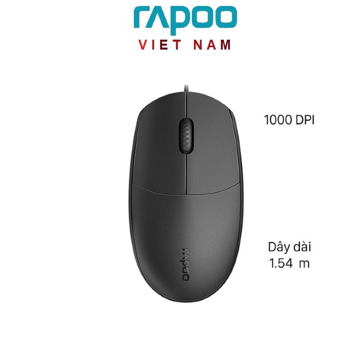 Chuột có dây Rapoo N100 cổng USB Màu Đen Black