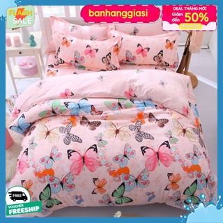 Set 3 món ga chun kèm 2 vỏ gối nằm bướm hồng poly