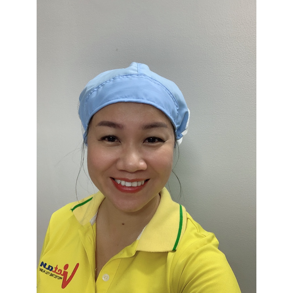 Nón vải lưới trùm tóc công nhân thực phẩm - Mũ trùm tóc y tế, bảo hộ màu xanh