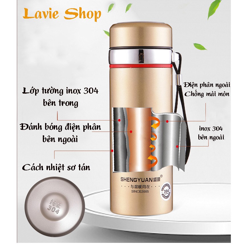Bình Giữ Nhiệt Inox 304 Đựng Nước Nóng Và Lạnh 2 Lớp Dung Tích 800ml/1000ml Giữ Nhiệt Cực Lâu vt669