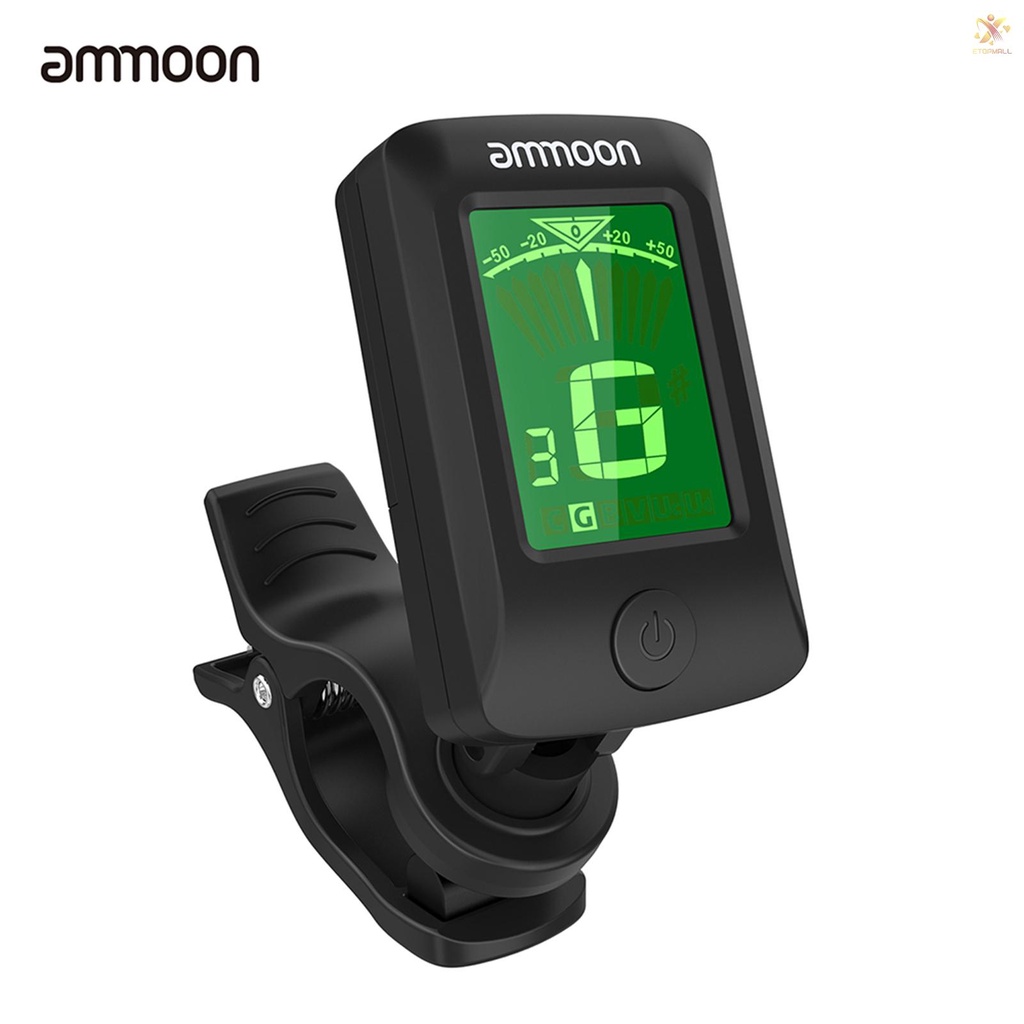 ET ammoon AT-07 Digital Electronic Clip-On Tuner LCD Screen for Guitar Chromatic Bass Ukulele C/ D Violin