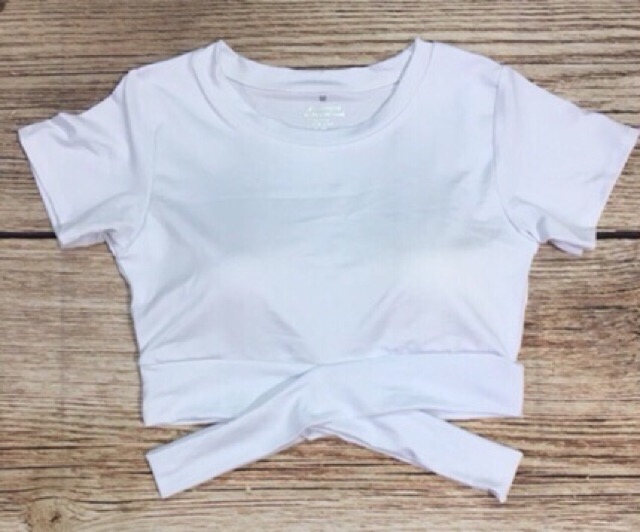 Áo thun thể thao nữ, áo croptop chéo dây