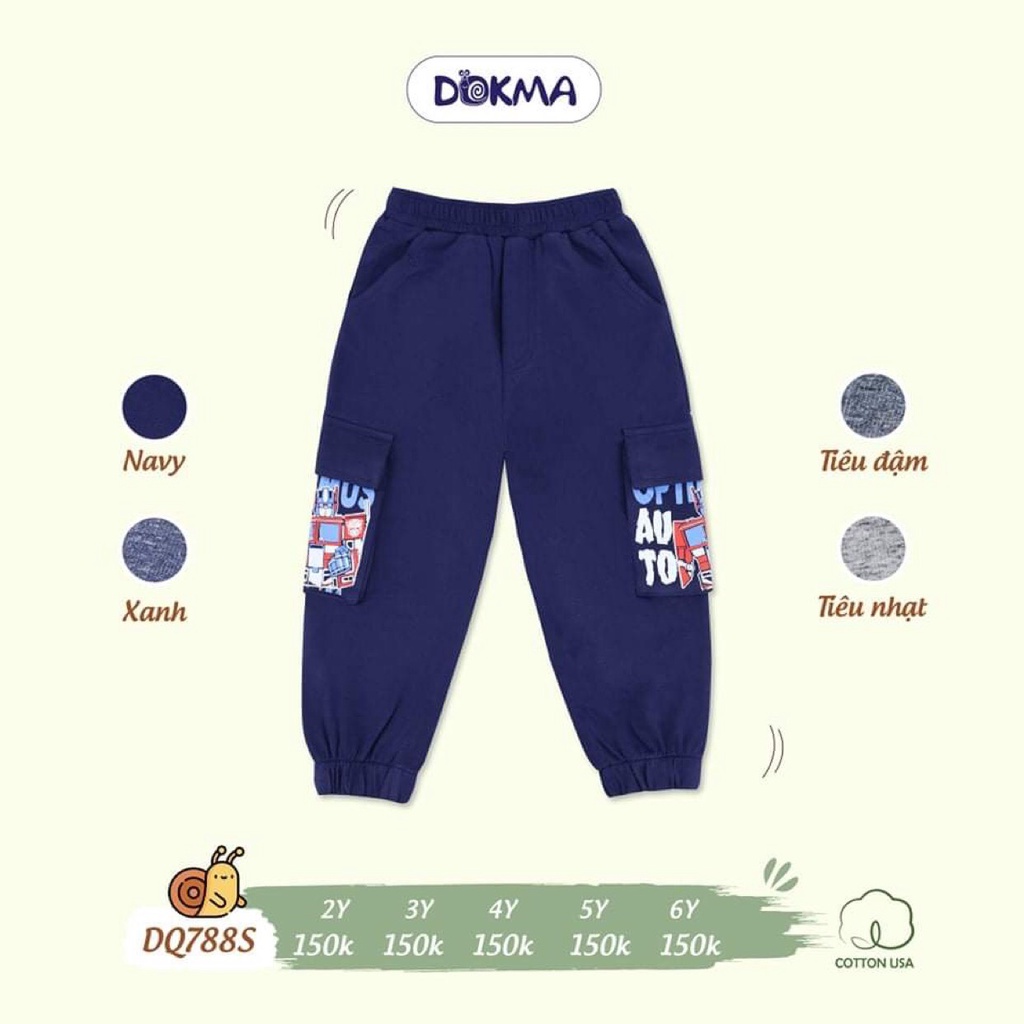 Quần dài cho bé trai thu đông chất cotton dày dặn size 2-6Y Dokma sale DQ788S Lamiha