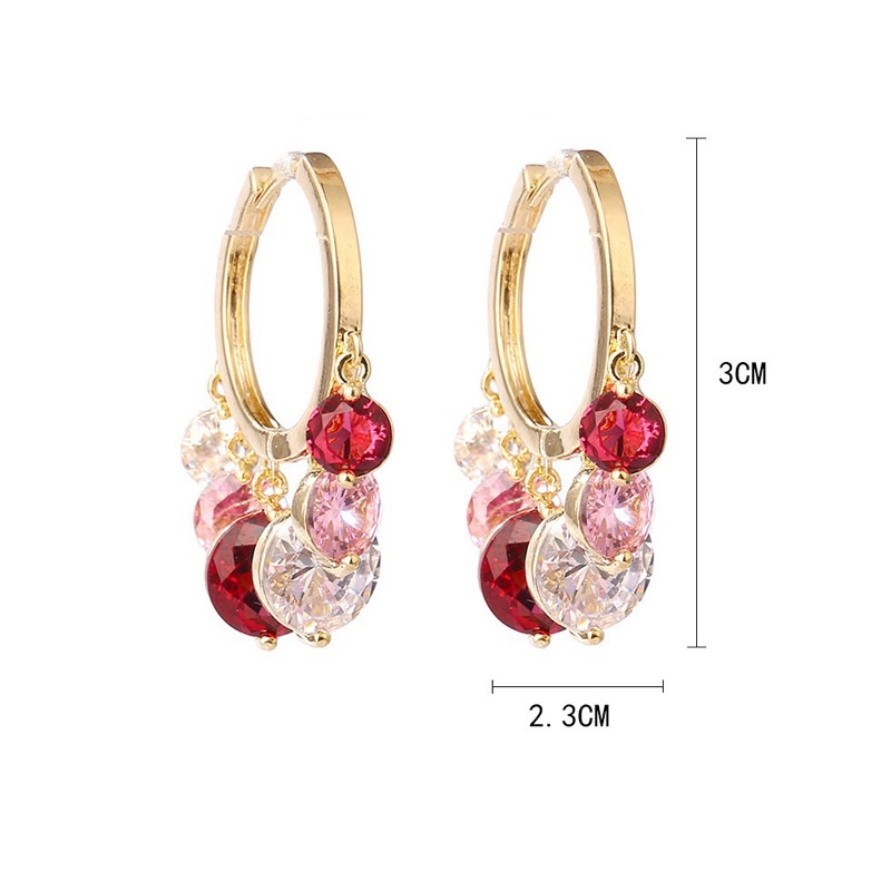 Bông tai Pinkdudu PD625 dạng vòng phối tua rua đính đá zircon màu sắc ngọt ngào thời trang cho nữ