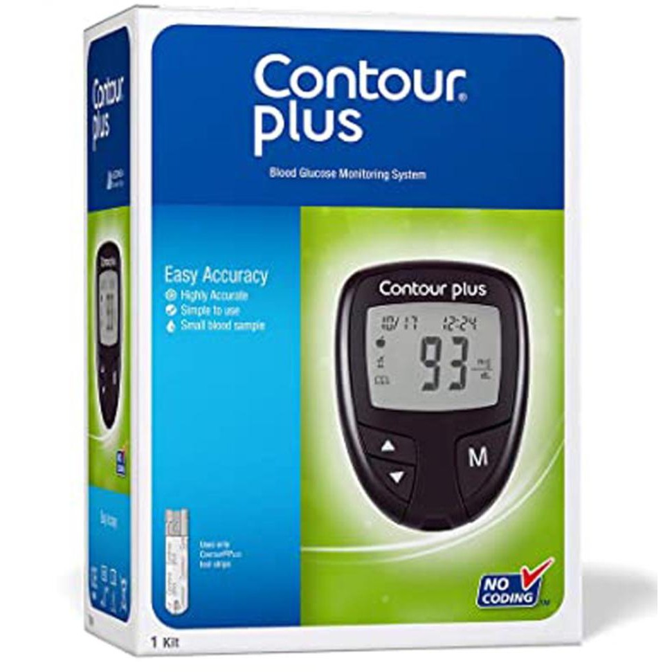 Máy đo đường huyết Bayer Contour Plus Đức, loại bền, xịn dùng trong bệnh viện, tặng kim &amp; bút chích máu