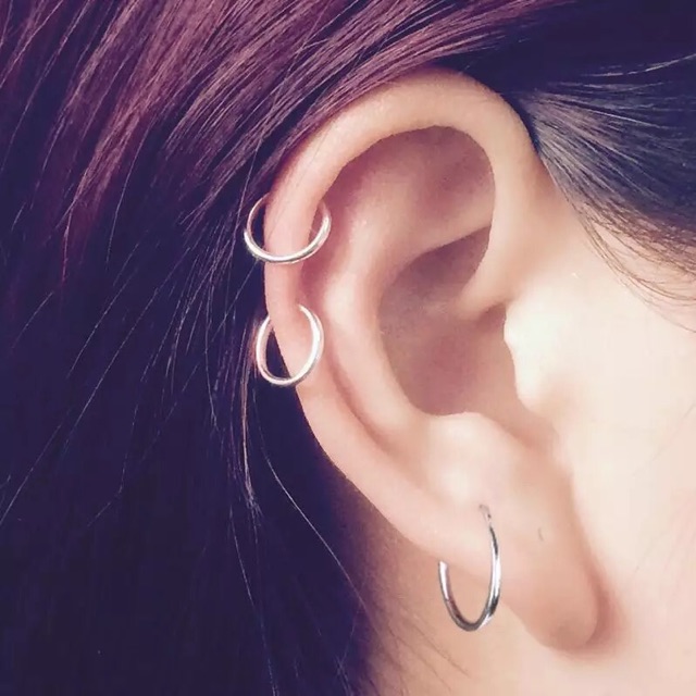 Khuyên tai bạc tròn nhỏ unisex ⚡FREESHIP⚡ 3 size 10mm, 15mm, 18mm