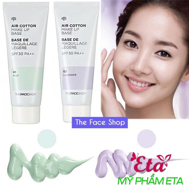 Kem lót kiềm dầu và hiệu chỉnh tông da The Face Shop Air Cotton Makeup Base SPF30 PA++ TFS 40ml | BigBuy360 - bigbuy360.vn