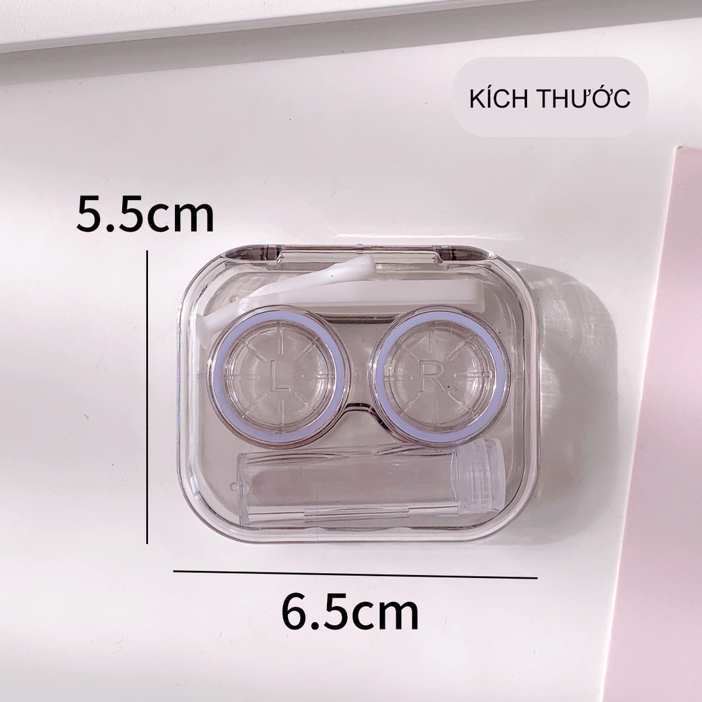 Khay Đựng Lens - Hộp Đựng Lens Trong Suốt Kèm Nhíp, Dụng Cụ Đeo lens