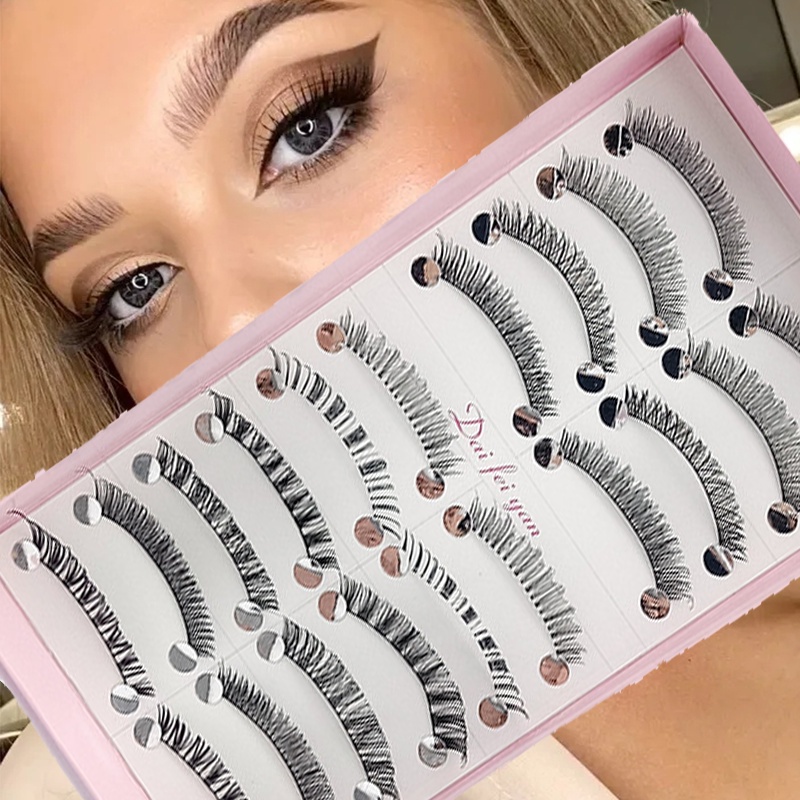 Set 10 Cặp Lông Mi Giả 3D Mềm Mại Dày Dặn Màu Đen Có Thể Tái Sử Dụng