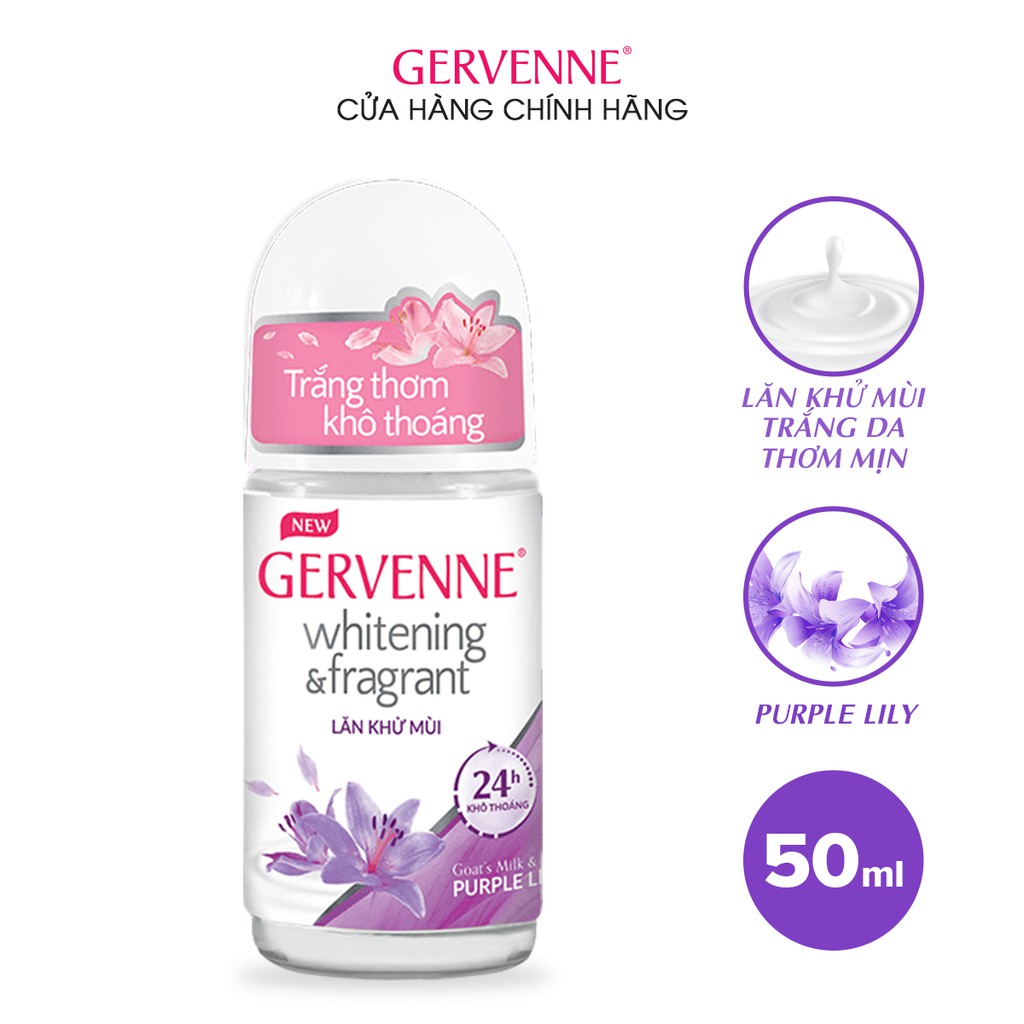 Lăn khử mùi trắng da Gervenne Purple Lily 50ml