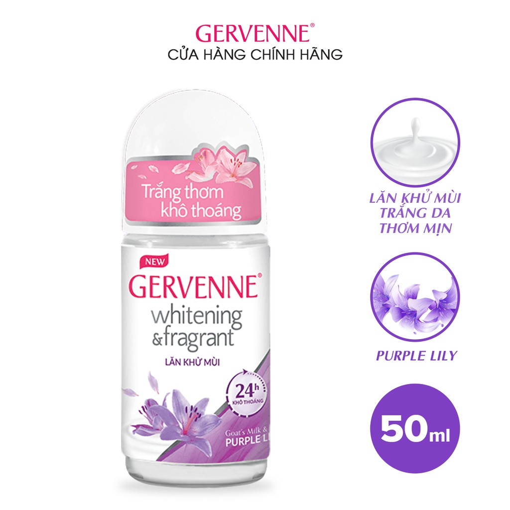 Gervenne Lăn khử mùi trắng da Purple Lily 50ml - Tặng xà bông tắm 90gr