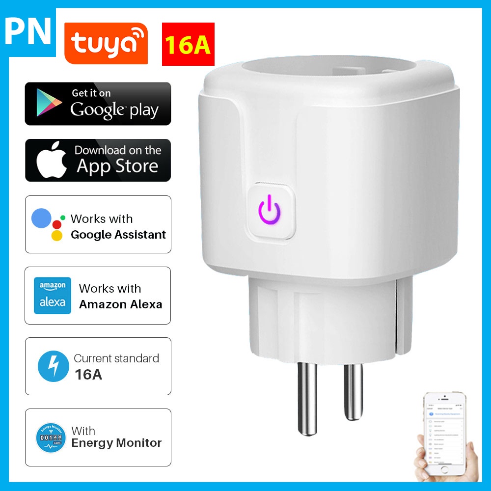 Ổ Cắm Wifi Thông Minh Điều Khiển Từ Xa 16A Tuya (Smart life) có đo điện năng tiêu thụ