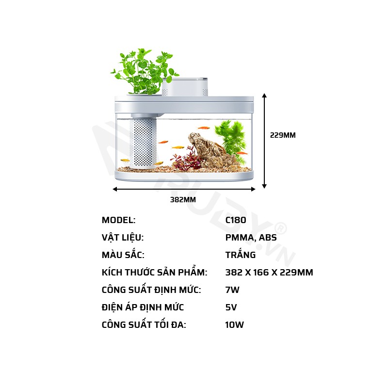 Bể Cá Thủy Sinh Thông Minh XIAOMI TANK PRO, Hồ Nuôi Cá Tích Hợp Trồng Cây Tiện Lợi