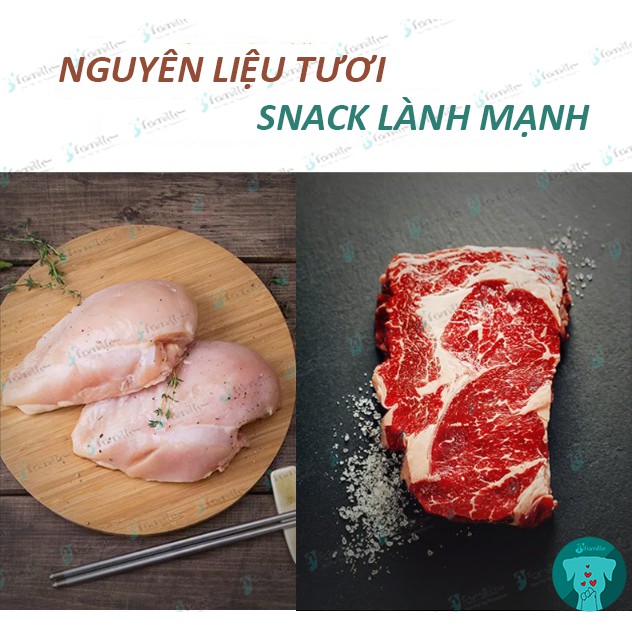 [100% THỊT TƯƠI]Treat Thưởng Bổ Sung Dinh Dưỡng JFamille - Bò/ Gà Hầm Cắt Lát, Pet Snack Hỗ Trợ Tiêu Hóa. JF118