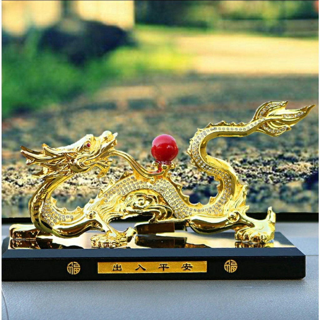 Tượng phong thủy rồng vàng nhả ngọc kiêm nước hoa trang trí nhà cửa, bàn làm việc, taplo ô tô cao cấp