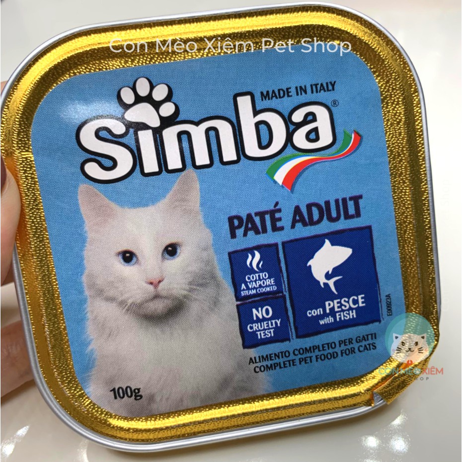 Pate cho mèo Simba italy lon 100g, thức ăn lon vị gà cá ngừ tăng cân mập mèo ốm còi Con Mèo Xiêm