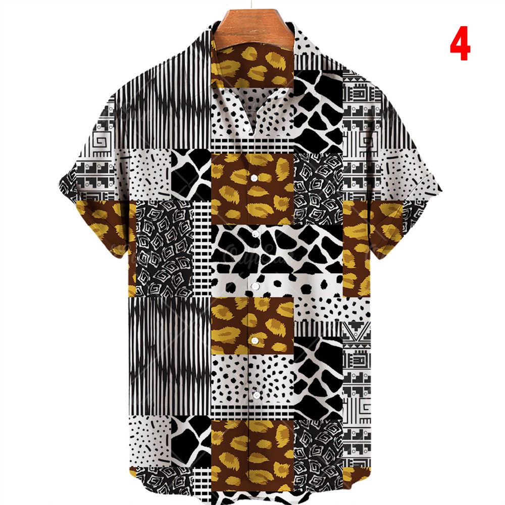 Áo Sơ Mi Tay Ngắn In Họa Tiết Da Cọp Thời Trang Cho Nam Size S-5XL