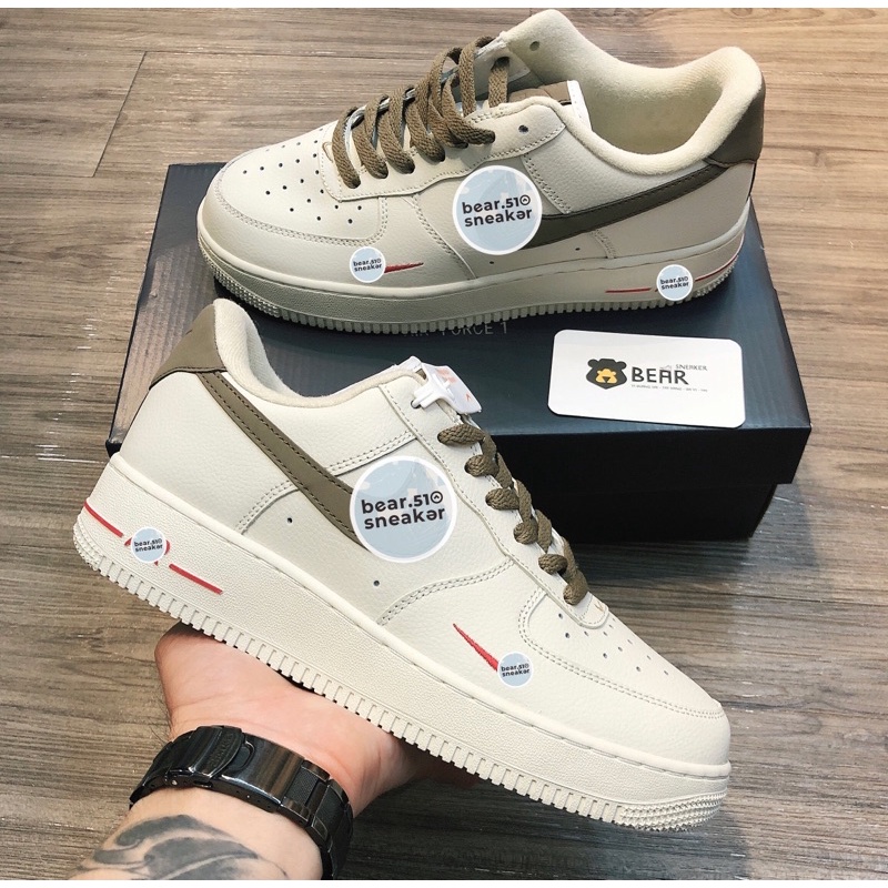 [Bear.sneaker] Giày thể thao nam nữ af1 viền nâu bản like au.th | BigBuy360 - bigbuy360.vn