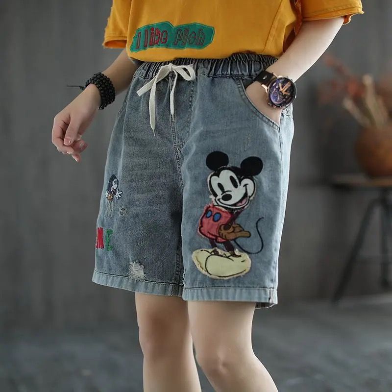 Quần Short Jean Rách Thêu Họa Tiết Phong Cách Cổ Điển Dành Cho Nữ