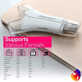 Đầu đọc thẻ cho ip/Micro USB/USB Loại-C/USB SD 4 trong 1