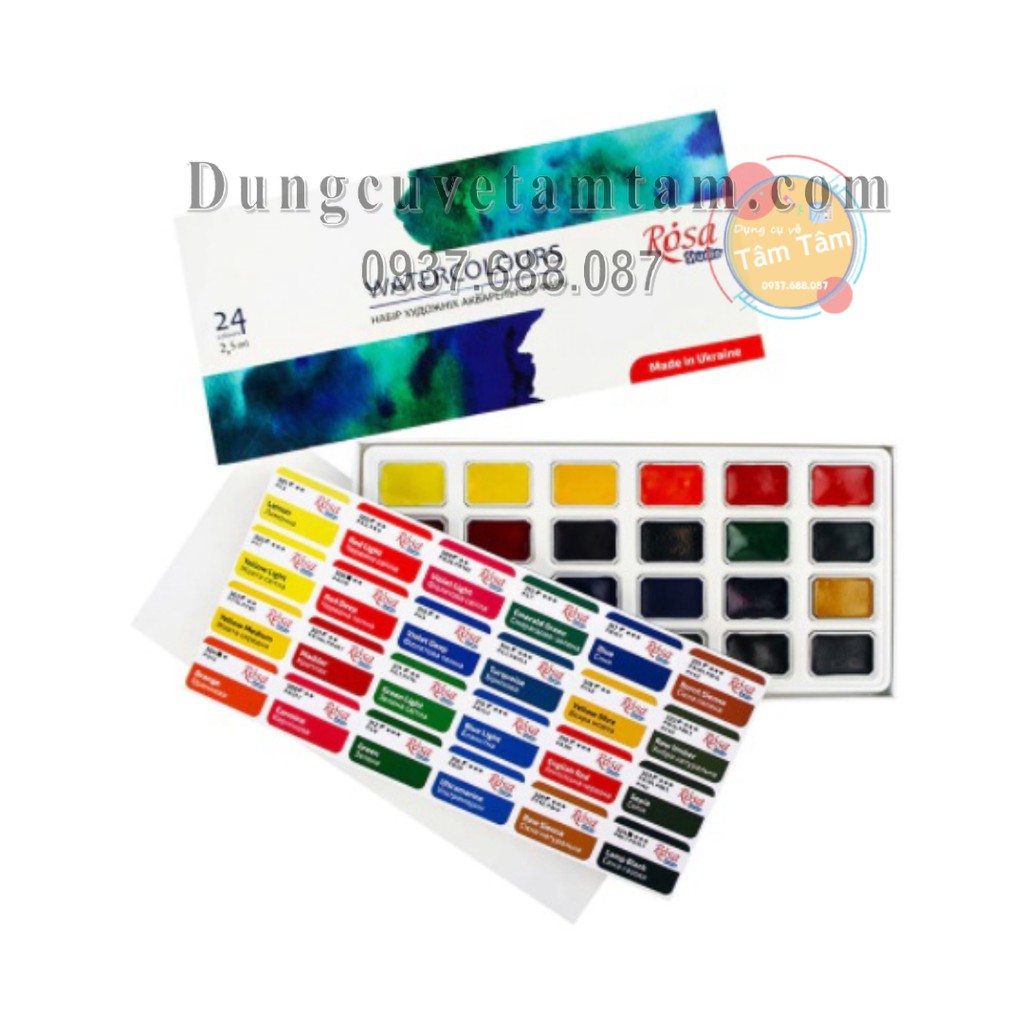 [ TÂM TÂM ]-Màu nước Rosa Studio 24 màu/Watercolours ROSA Studio set 24