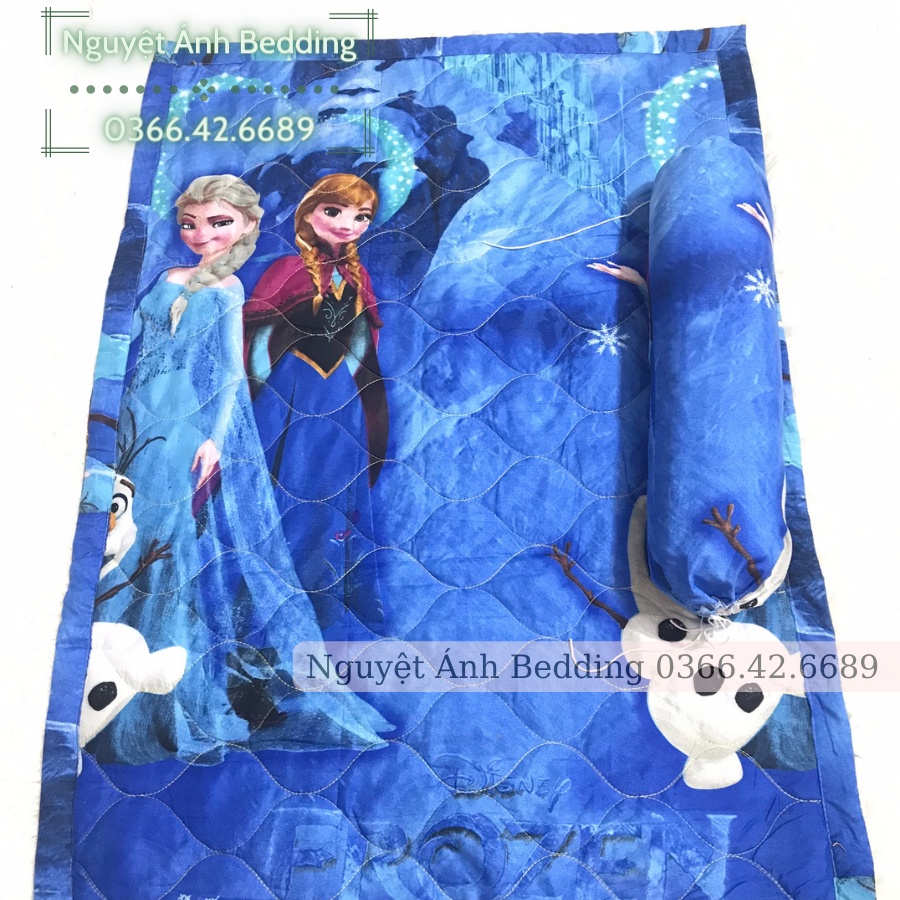 Bộ 2 món CHĂN + GỐI ÔM cho bé mẫu siêu nhân, baby shark, hello kitty, Doraemon, Elsa, ếch xanh cho bé gái và bé trai