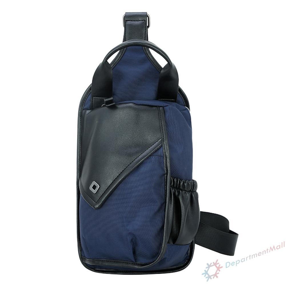 【High Quality】Men PU Leather Nylon Shoulder Bag Chest Pack Sling Travel Messenger Handbag