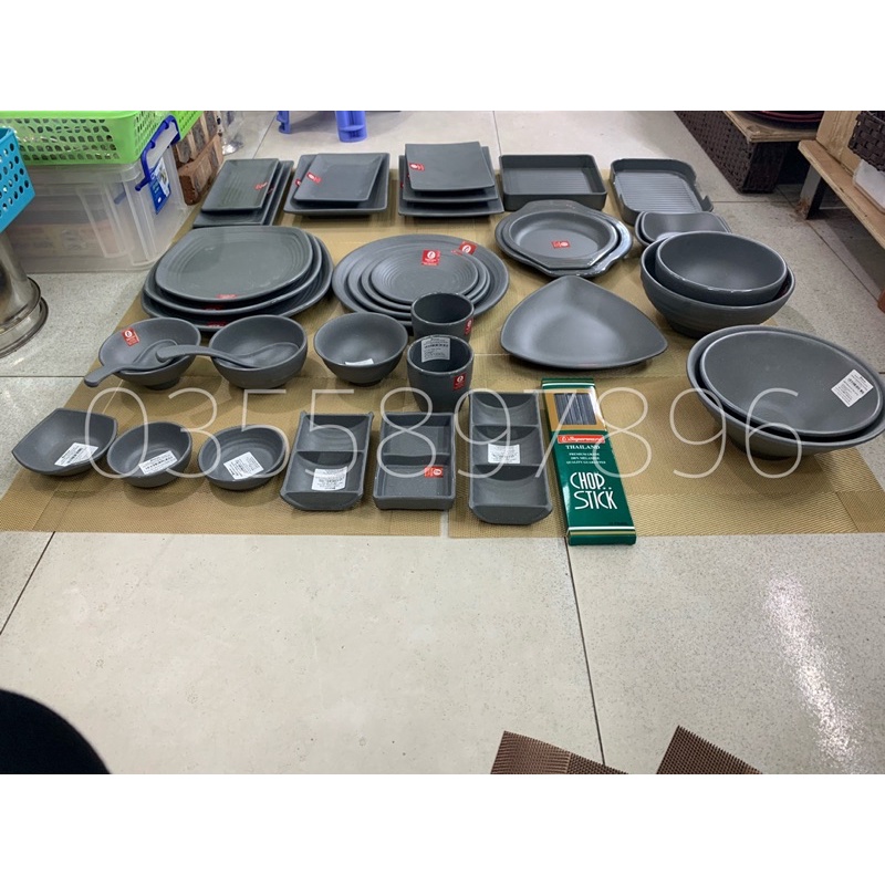 Bát đĩa phíp Thái Lan Không Vỡ 100% MELAMINE màu Xanh