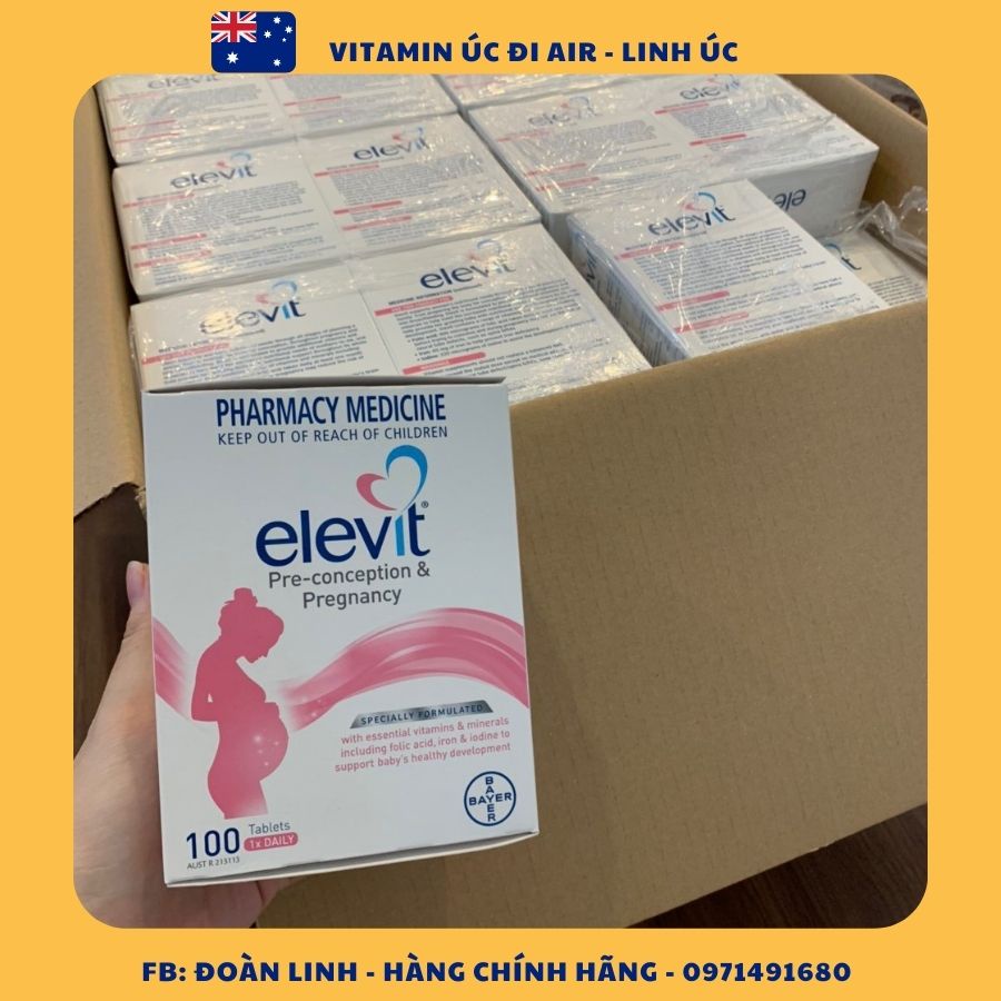 Viên Uống Bổ Sung Vitamin Tổng Hợp Dành Cho Bà Bầu Elevit Mẫu Mới 100 Viên, Hàng Chuẩn Úc