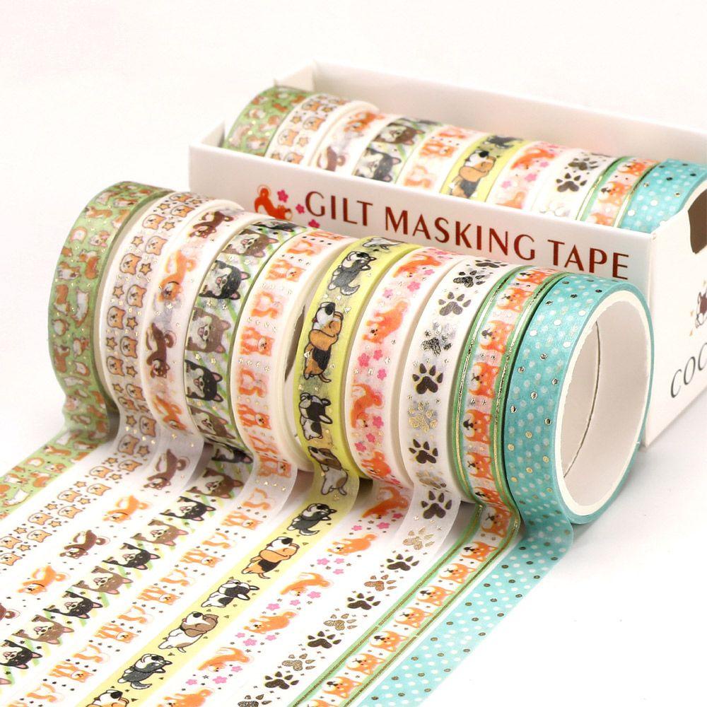 Bộ 10 Cuộn Băng Keo Washi Chất Lượng Cao Dùng Trang Trí Sổ Tay DIY