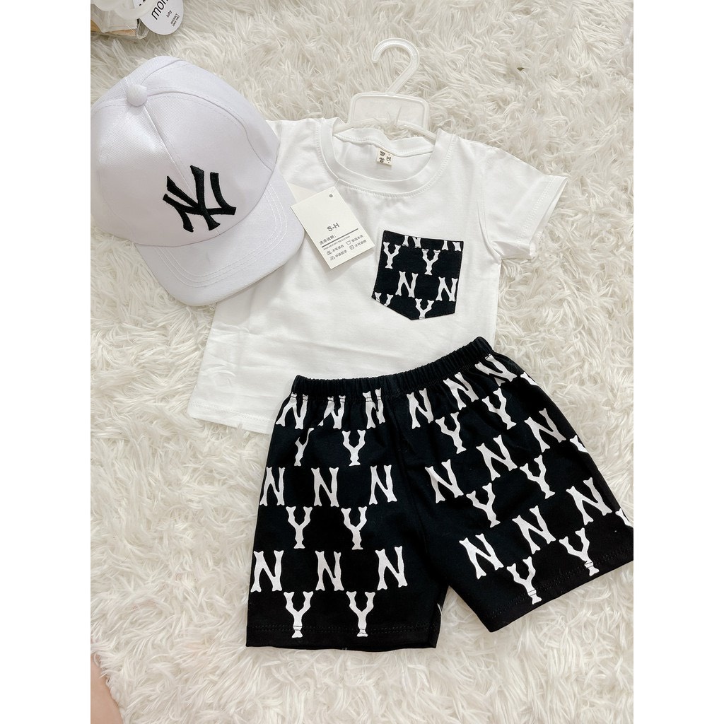 Bộ cộc tay bé trai in chữ N Y chất cotton cao cấp mềm mịn mát cho bé từ 6 - 24kg Moobaby Shop