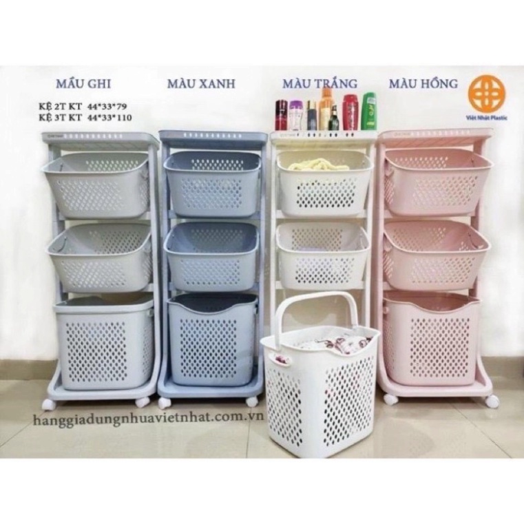 Kệ đựng đồ đa năng 3 tầng có bánh xe cao cấp tiện ích Việt Nhật