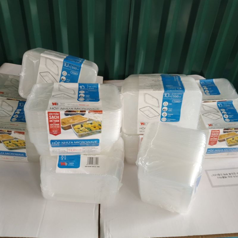[ XẢ KHO] Hộp nhựa chữ nhật đựng thức ăn, hộp nhựa đựng thực phẩm 550 ml - Set 50c | BigBuy360 - bigbuy360.vn