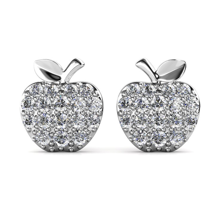 Khuyên tai bạc ý 925 pha lê Swarovski hình trái táo CECY- DE0407