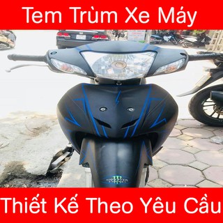 Tem Trùm Xe Wave Đen Chỉ Xanh