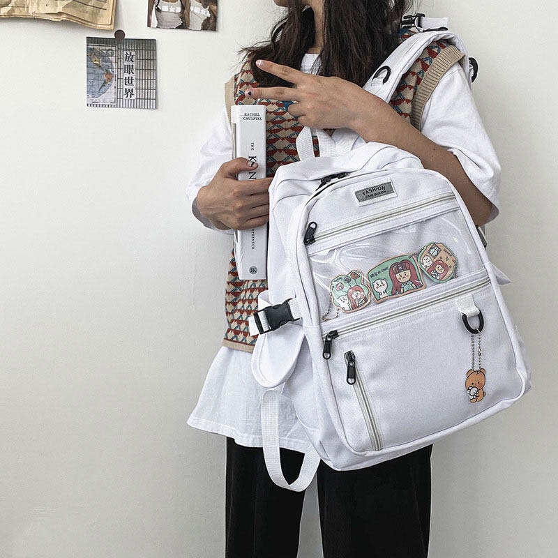 YA ZHOU LONG  Ba Lô Đi Học Mềm Mại Họa Tiết Hoạt Hình Sáng Tạo Kiểu Hàn Quốc Cho Nữ ins