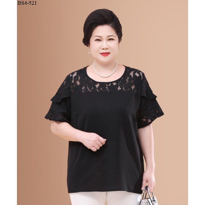 Áo kiểu người lớn tuổi phối ren có size lớn (Weighty Look) - BS4-521