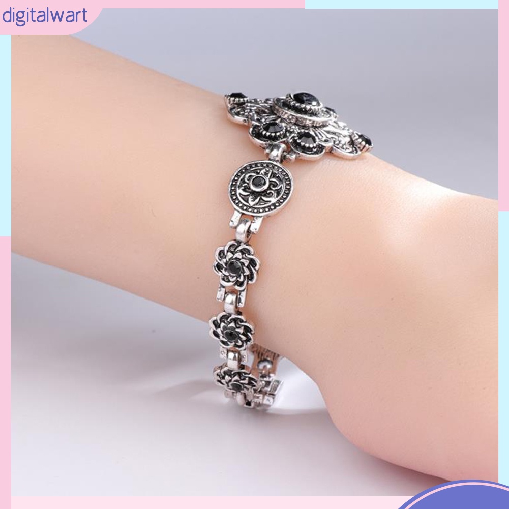 Vòng đeo tay thiết kế mặt bông hoa đính đá nhân tạo phong cách cổ điển thanh lịch thời trang dành cho nữ