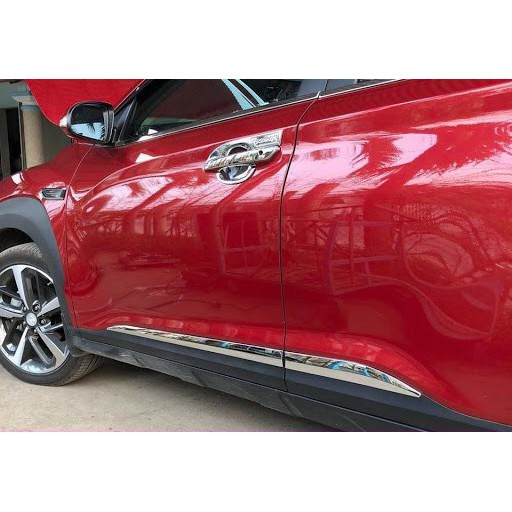 Bộ 4 Thanh Nẹp Sườn Trang Trí Xe Kona 2018 2019 2020 2021 Chất liệu Inox Cao Cấp, Kiểu dáng thể thao cá tính
