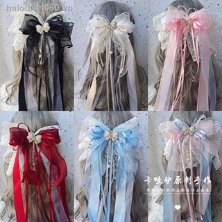 Kẹp tóc đính nơ lụa phong cách lolita Nhật Bản cho nữ