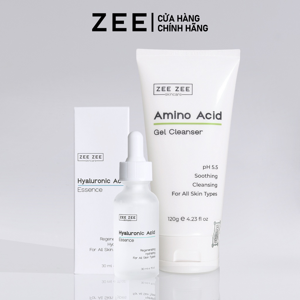 Bộ sản phẩm làm sạch sâu trẻ hóa phục hồi cho da nhạy cảm Amino Acid & Hyaluronic Acid Essence | ZEE ZEE skincare