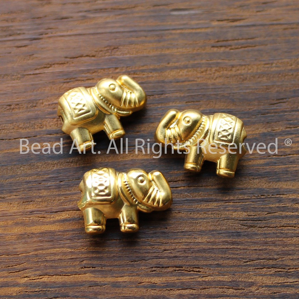 Charm Con Voi 12x8MM Mạ Vàng Thủ Công Thổ Nhĩ Kỳ (Turkey), Phối Vòng Tay Phong Thuỷ, Chuỗi Hạt, Trang Sức S50 - Bead Art