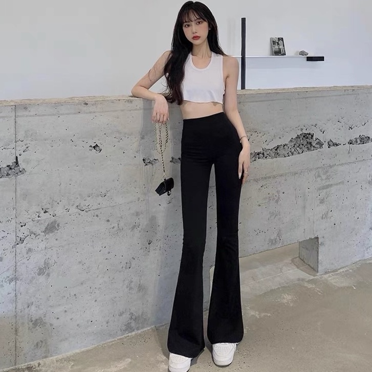 Quần Ống Loe Lưng Cao vải co giãn tôn dáng m888
