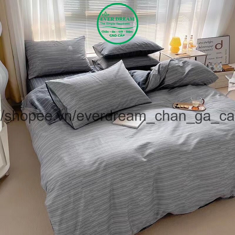 (+Quà Tặng) Chăn ga gối 4 món Everdream 221 Hàng Nhập Khẩu, 100% cotton living cao cấp, đủ mọi kích thước...