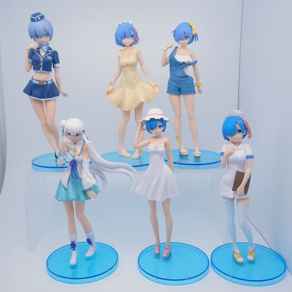 Set 6 mô hình nhân vật Rem anime Re:Life In A Different World From Zero cao 17cm