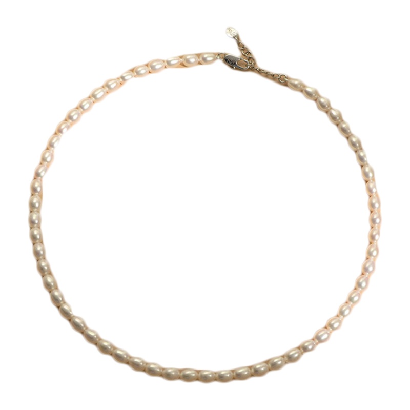 Vòng cổ Ngắn Xỏ Hạt Ngọc Trai Hình Oval Nhỏ Xinh Thời Trang