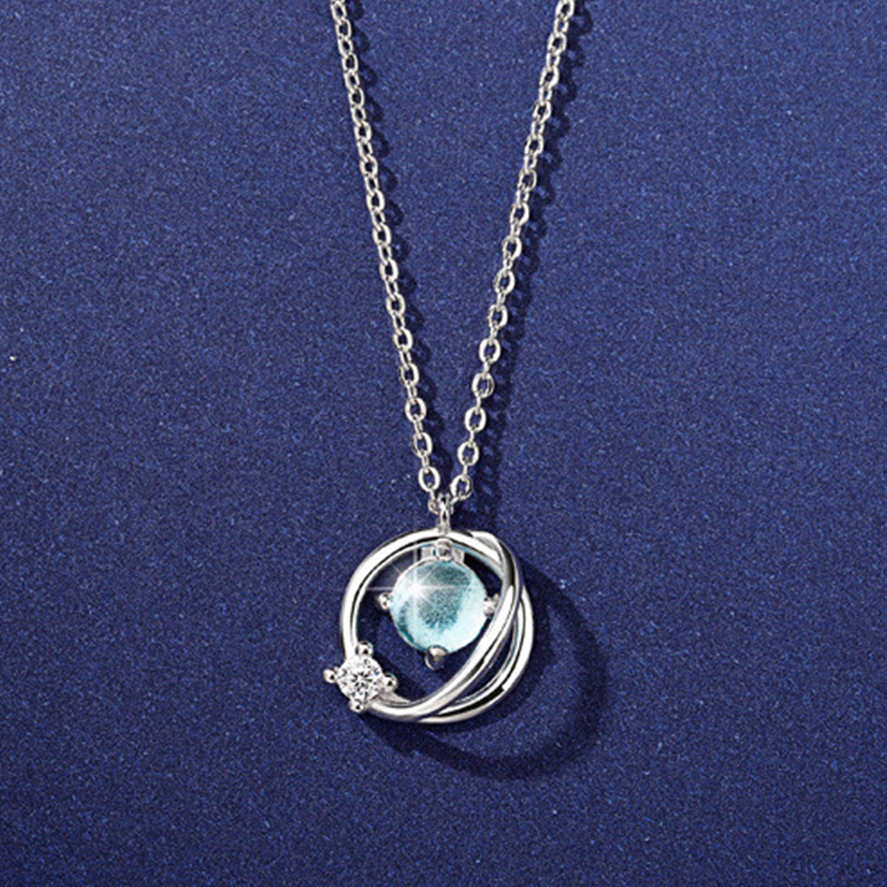 Dây chuyền mặt hình chìa khóa đính đá sapphire phong cách thanh lịch cho nữ